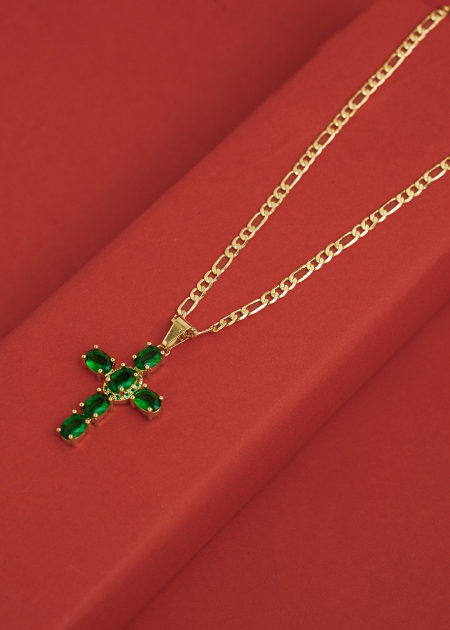 Cadena Tejido Cartier Clásica Semi Delgada Y Colgante Cruz Brightness en Oro Laminado 18k