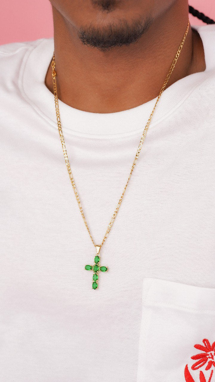 Cadena Tejido Cartier Clásica Semi Delgada Y Colgante Cruz Brightness en Oro Laminado 18k