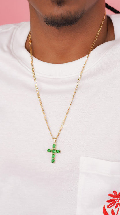 Cadena Tejido Cartier Clásica Semi Delgada Y Colgante Cruz Brightness en Oro Laminado 18k