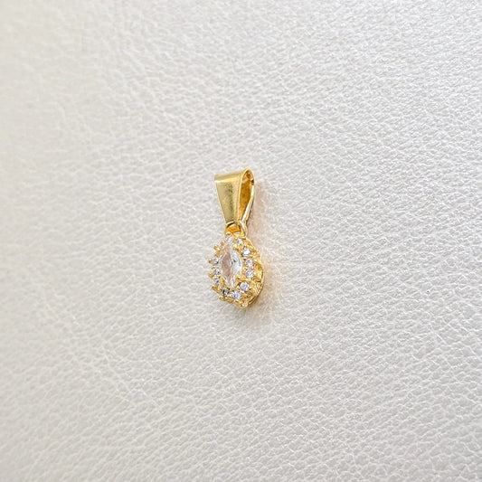 Dije Ovalado Pequeño Circonias Oro Laminado 18K