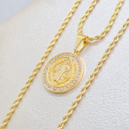 Colgante San Benito Circonias Oro Laminado 18k