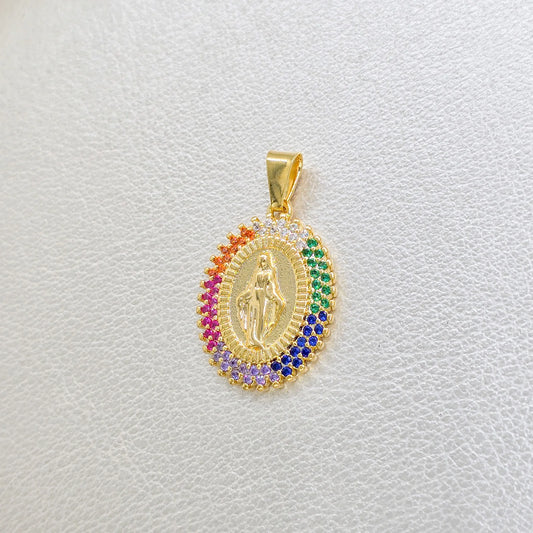 Colgante Virgen Milagrosa Colors Oro Laminado 18k