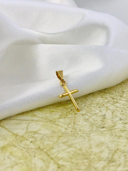 Colgante Cruz Tubular Delgada Oro Laminado 18k