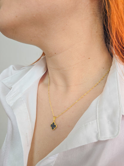 Cadena Tejido Singapur Alargada Y Colgante Van Cleef Oro Laminado 18k