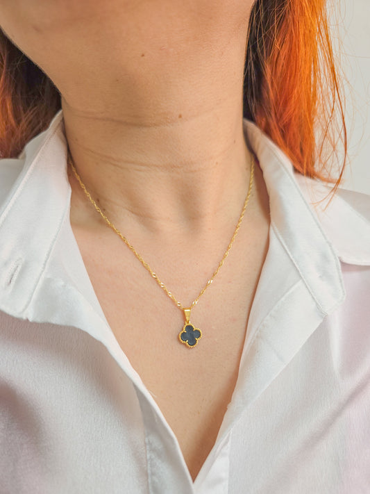 Cadena Tejido Singapur Alargada Y Colgante Van Cleef Oro Laminado 18k