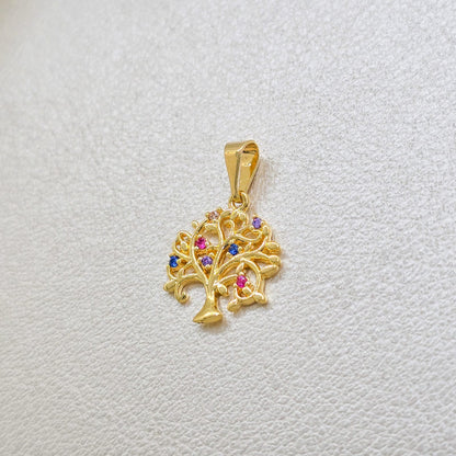 Colgante Árbol De La Vida Colors Oro Laminado 18k