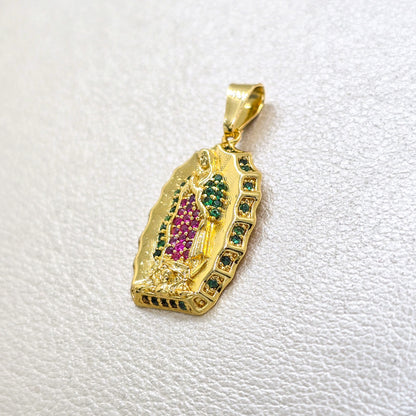 Colgante Guadalupe Adiamantada Colors Oro Laminado 18k