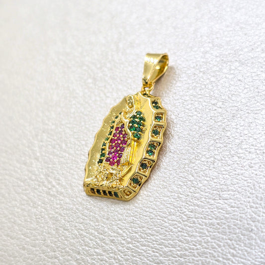 Colgante Guadalupe Adiamantada Colors Oro Laminado 18k
