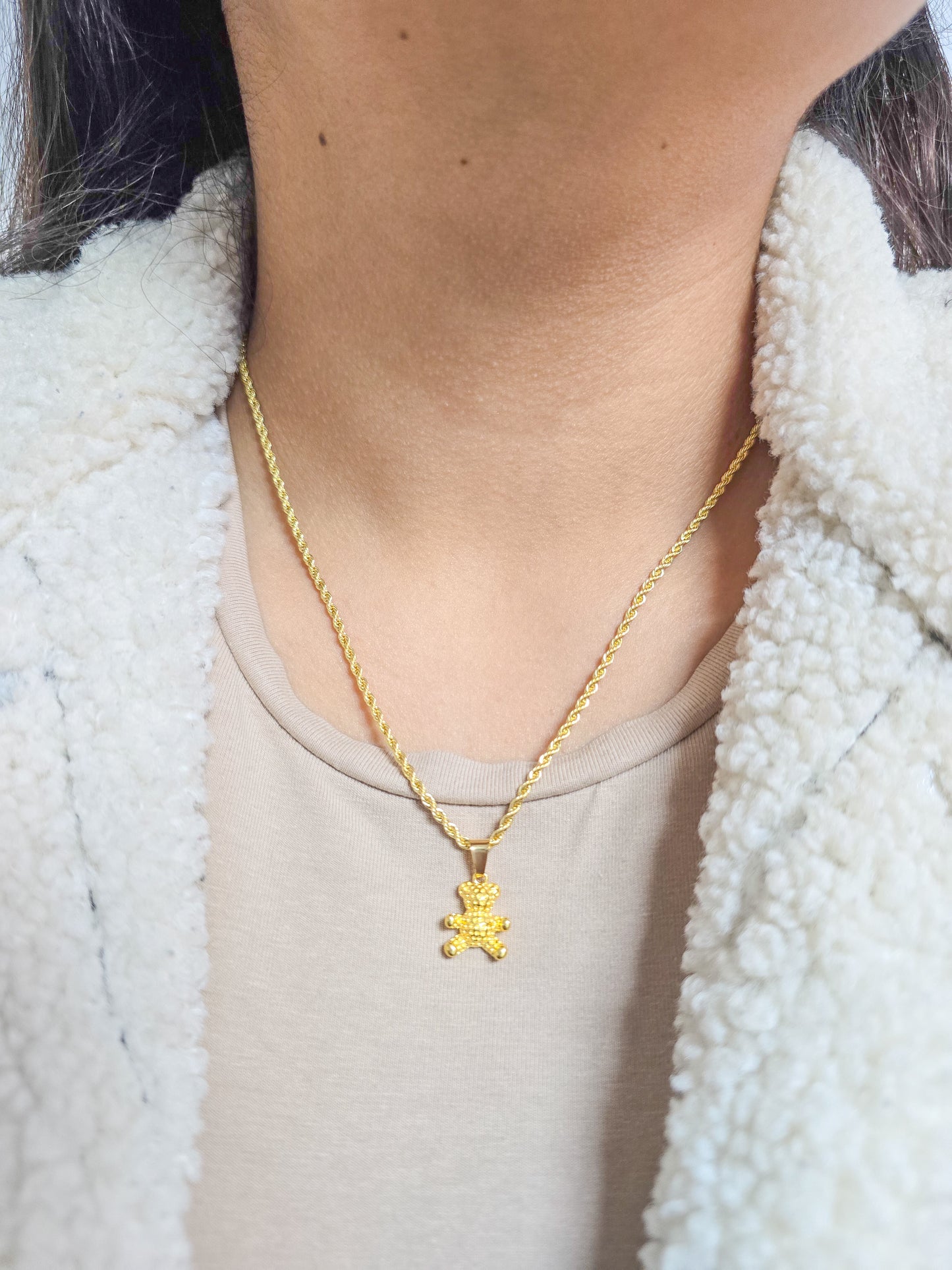 Cadena tejido Tourbillon Y Osito Little Bear Oro Laminado 18k