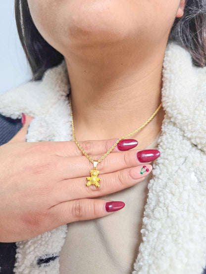 Cadena tejido Tourbillon Y Osito Little Bear Oro Laminado 18k