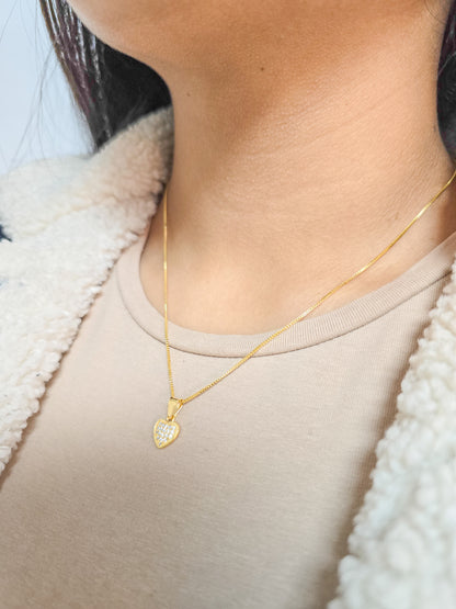 Cadena Tejido Veneciana Y Colgante Little Love Oro Laminado 18k