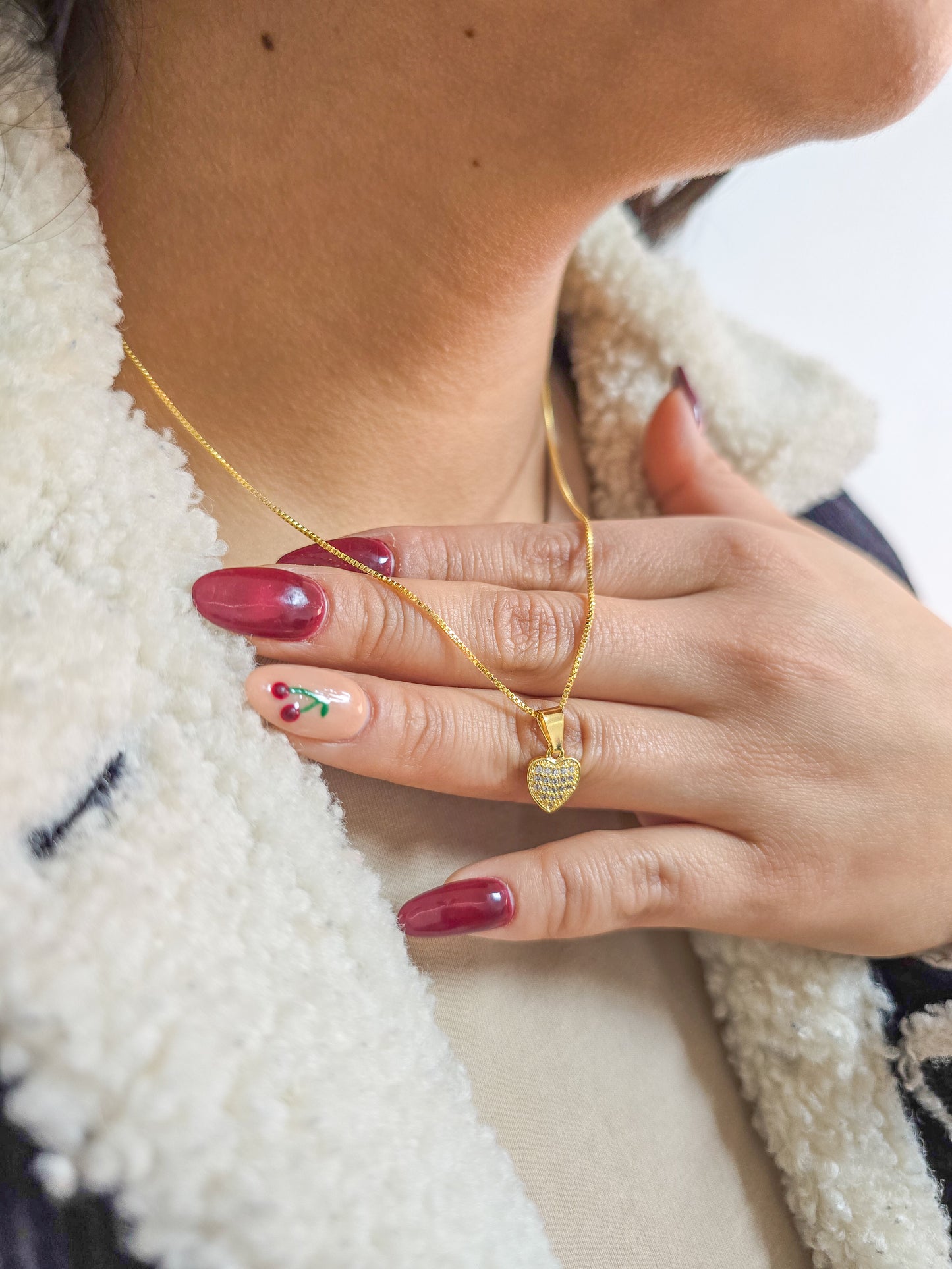 Cadena Tejido Veneciana Y Colgante Little Love Oro Laminado 18k