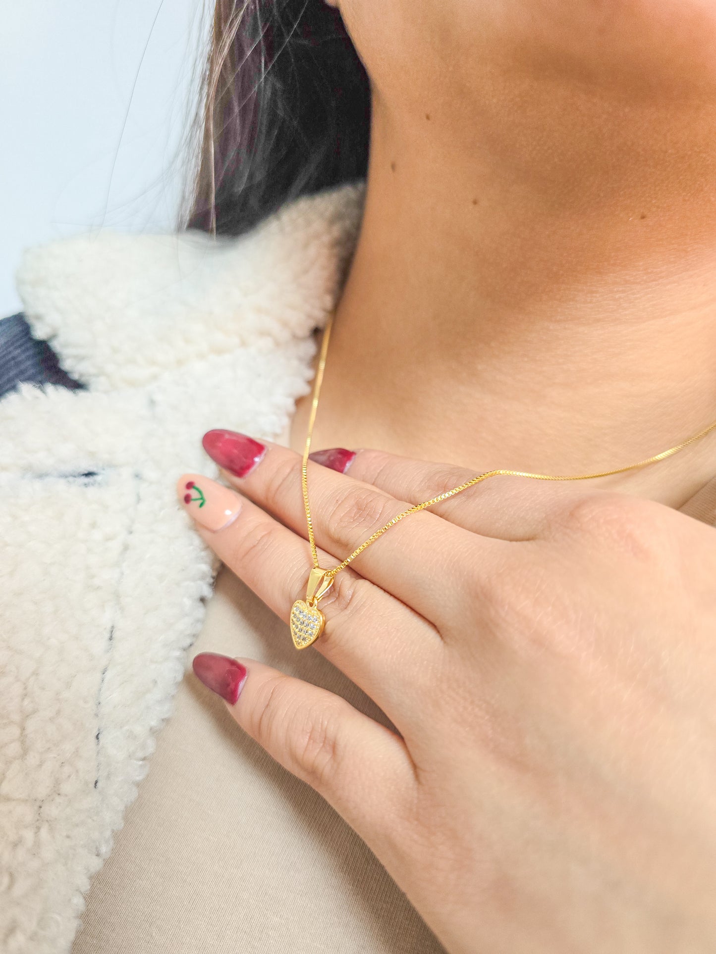 Cadena Tejido Veneciana Y Colgante Little Love Oro Laminado 18k