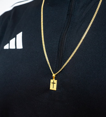 Colgante Placa Cruz Rayos Oro Laminado 18k