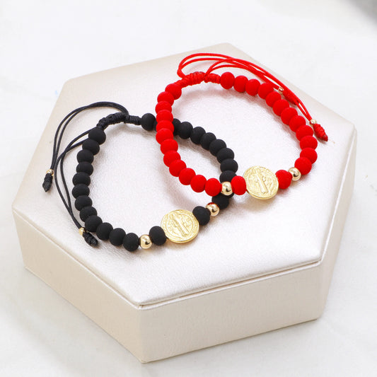 Brazaletes De protección San Benito Para Parejas Oro Laminado 18K