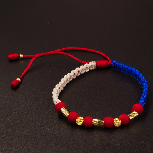 Brazalete la Roja Chile Tejido en Macramé Oro Laminado 18k