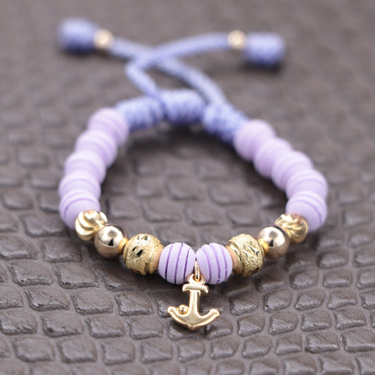 Brazalete Con Colgante Ancla Balín Oro Laminado 18k