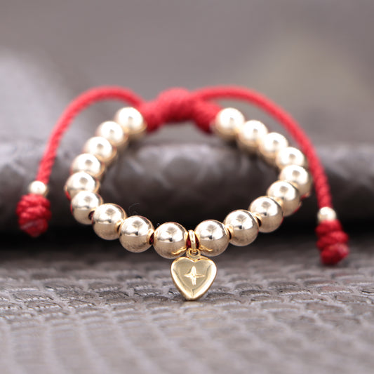 Brazalete Dorado Con Corazón Balín Oro Laminado 18k