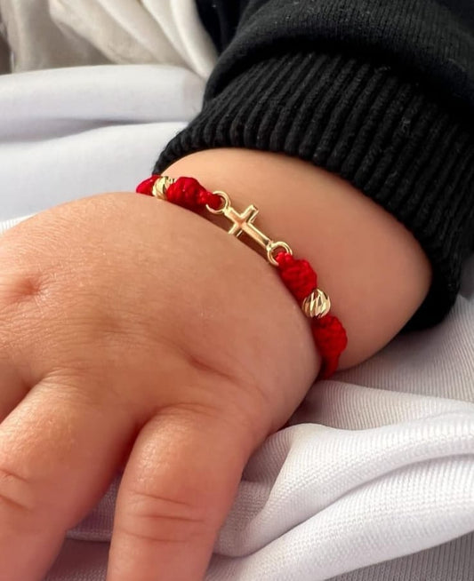 Brazalete De Cruz Con Italiano Oro Laminado 18k