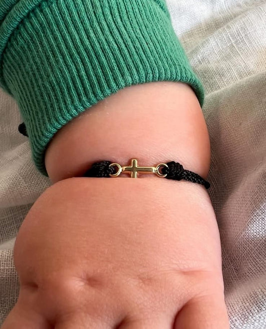 Brazalete Con Cruz Oro Laminado 18k