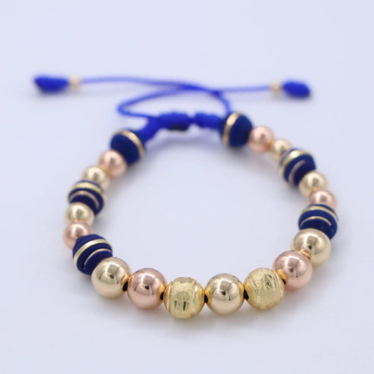 Brazalete Azul Balín Oro Laminado 18k