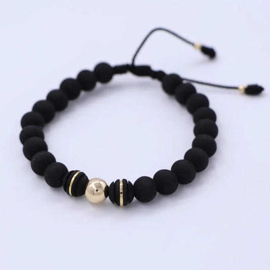 Brazalete Negro Balín Oro Laminado 18k