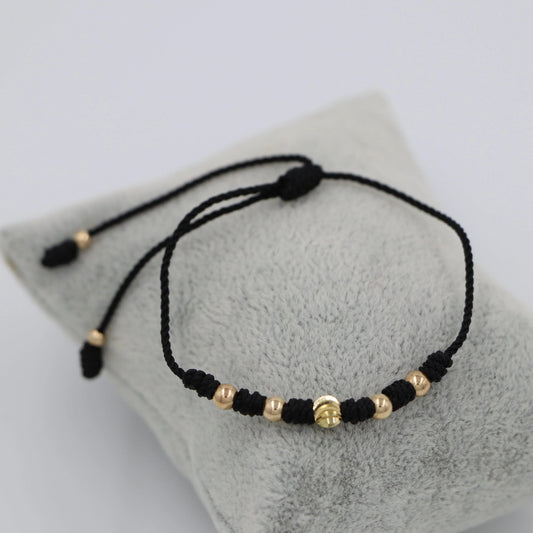 Brazalete Negro Balín Oro Laminado 18k
