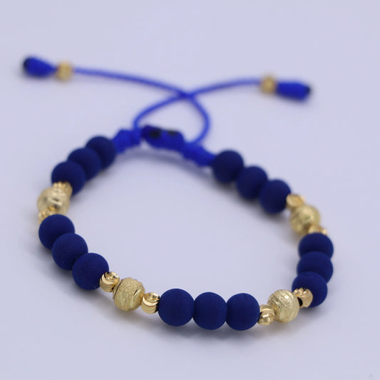 Brazalete Azul Balín Oro Laminado 18k