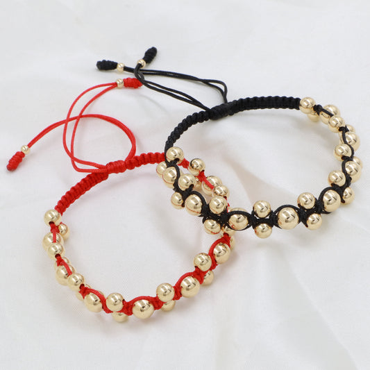 Brazaletes Parejas Rojo Zig Zag Balín Oro Laminado 18k