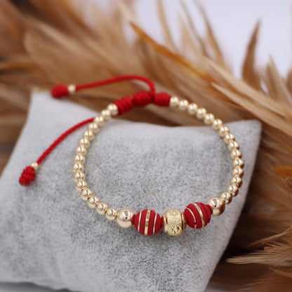 Brazalete Rojo Balín Oro Laminado 18k