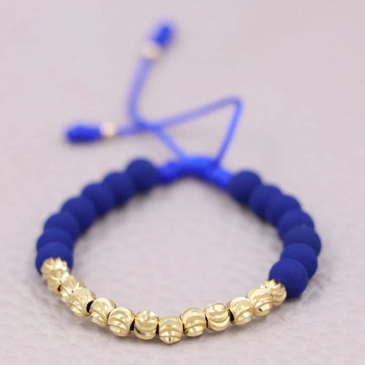 Brazalete Azul Balín Italiano Oro Laminado 18k