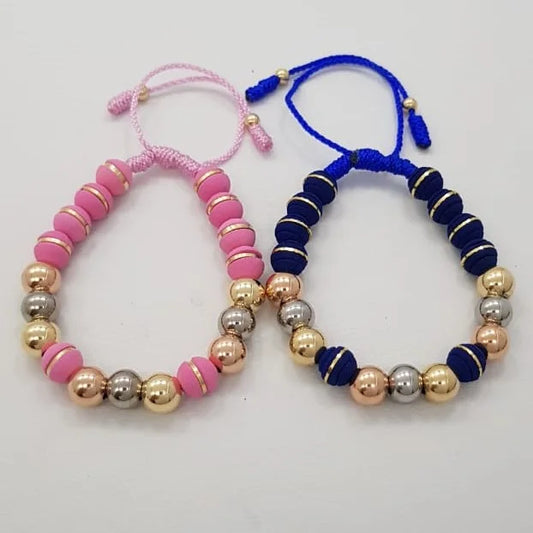 Pulsera Tres Oros Parejas Balín Oro Laminado 18k