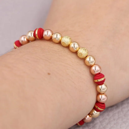 Brazalete Rojo Con Balín Oro Laminado 18k