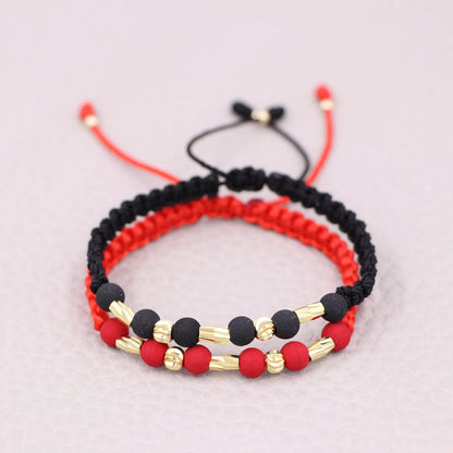 Brazaletes Parejas Macramé Balín Canutillo Oro Laminado 18k