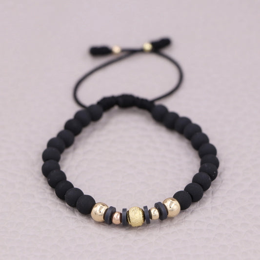 Brazalete Negro Balín Oro Laminado 18k