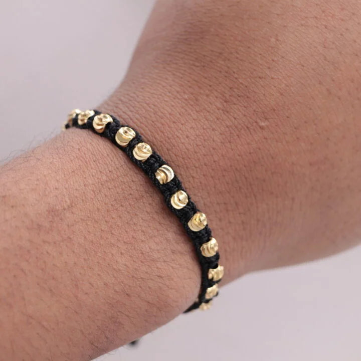 Brazalete Tejido Balín Italiano Oro Laminado 18k