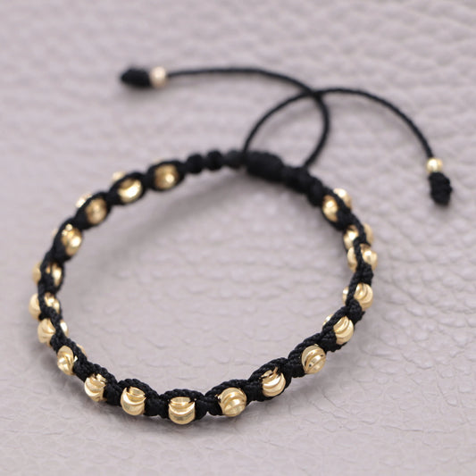 Brazalete Tejido Balín Italiano Oro Laminado 18k