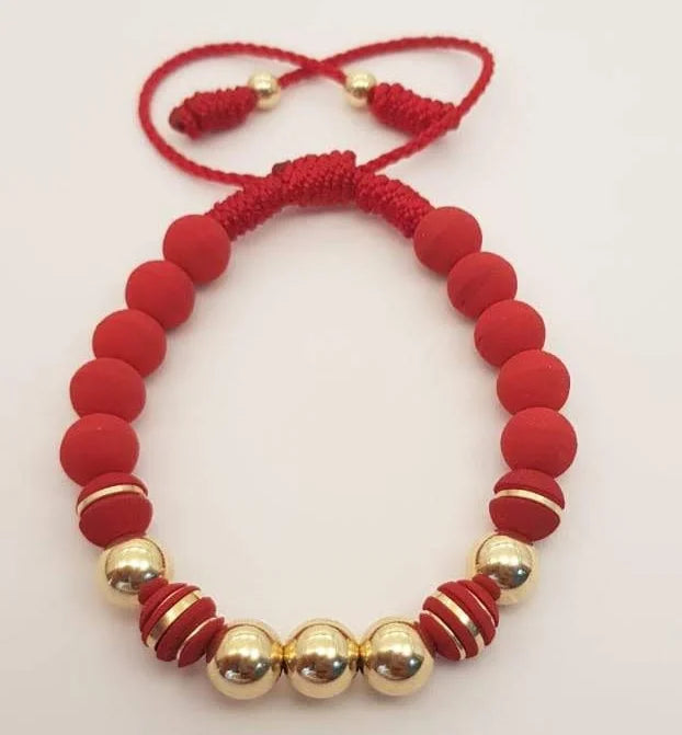 Brazalete Rojo Balín Oro Laminado 18k