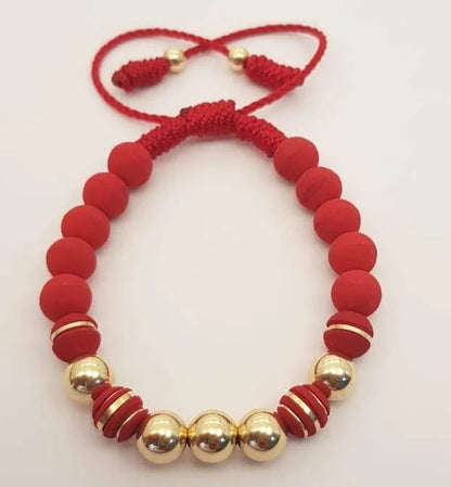 Brazalete Rojo Balín Oro Laminado 18k