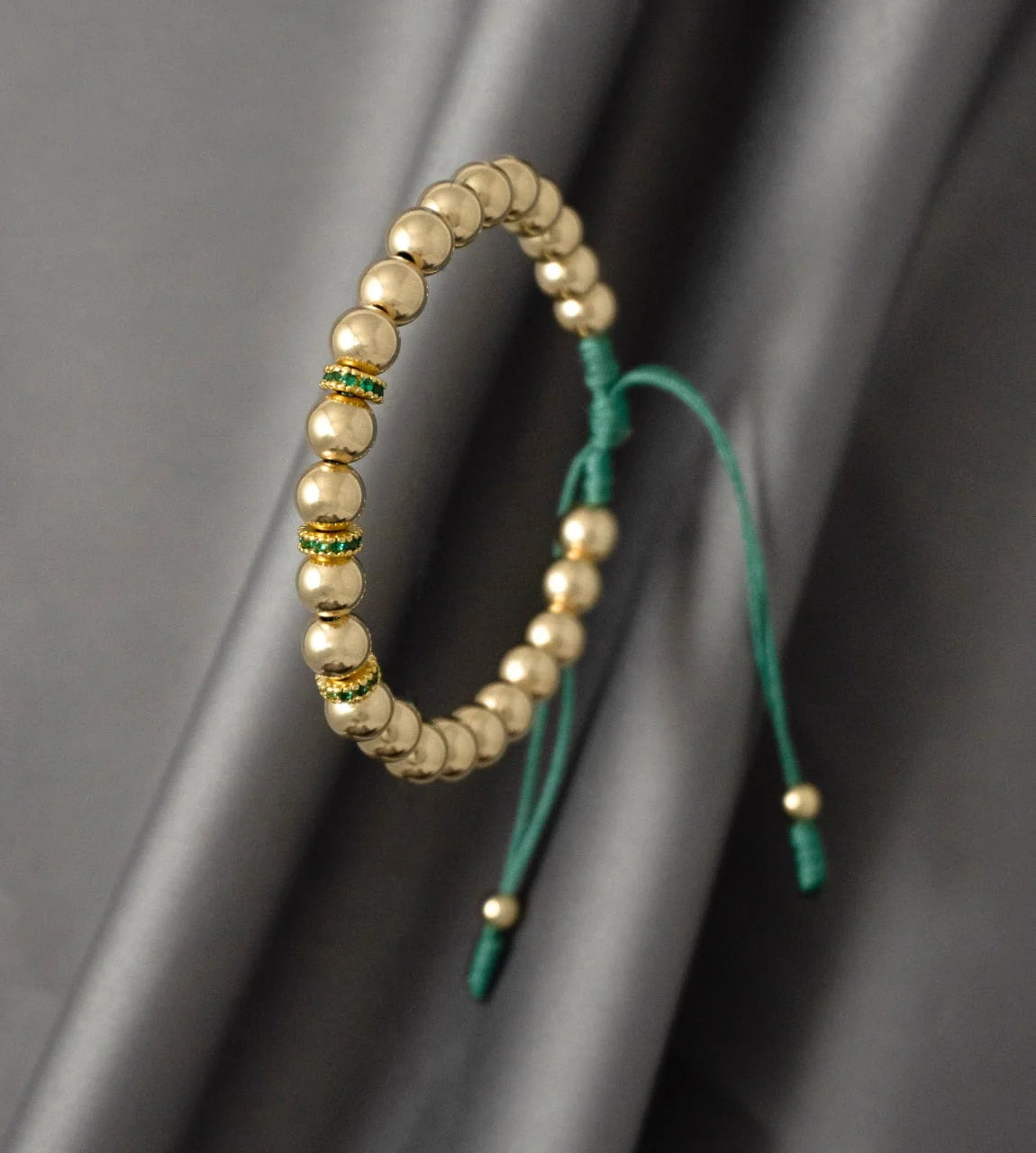 Brazalete Dorado Verde Balín Oro Laminado 18k