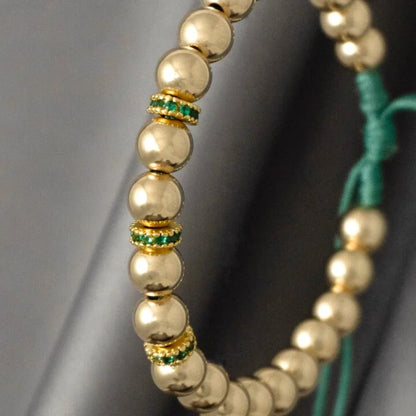 Brazalete Dorado Verde Balín Oro Laminado 18k