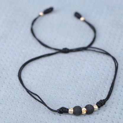 Brazalete Negro Balín Oro Laminado 18k