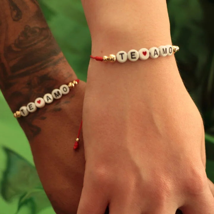 Brazalete Rojo Te Amo Balín Oro Laminado 18k
