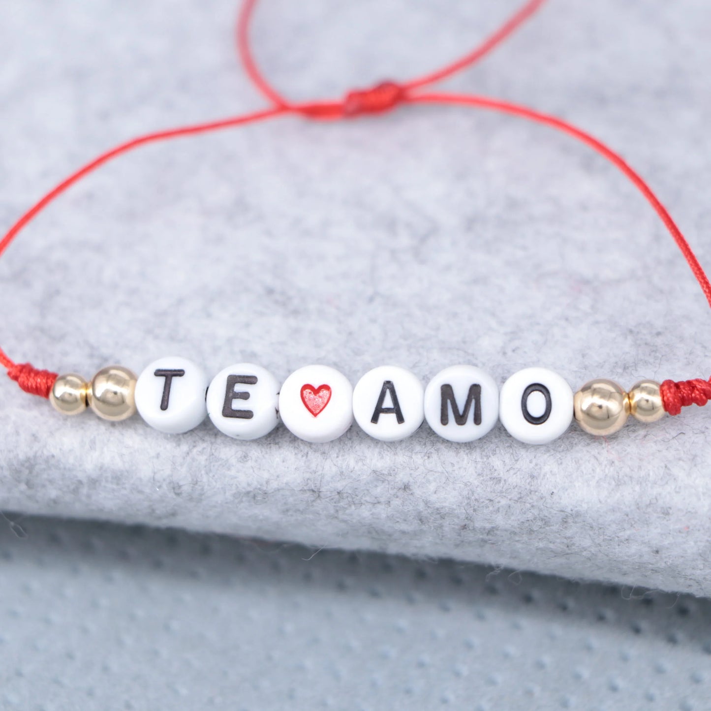 Brazalete Rojo Te Amo Balín Oro Laminado 18k