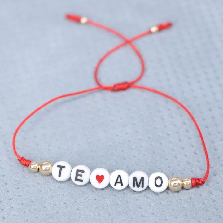 Brazalete Rojo Te Amo Balín Oro Laminado 18k