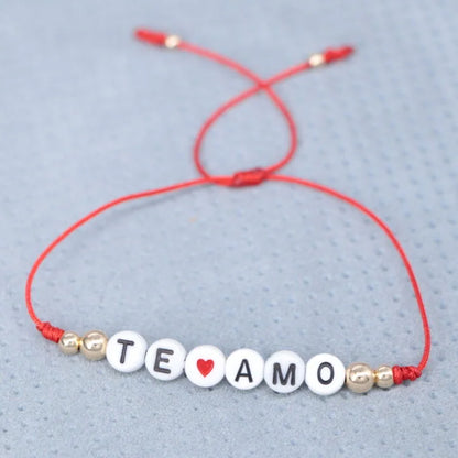 Brazalete Rojo Te Amo Balín Oro Laminado 18k