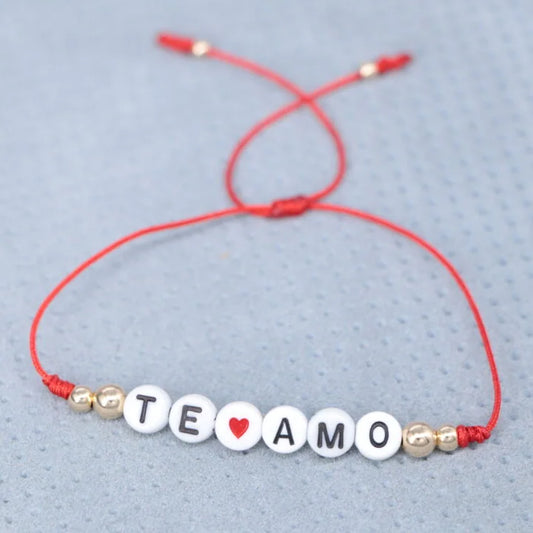 Brazalete Rojo Te Amo Balín Oro Laminado 18k