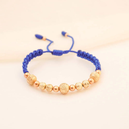 Brazalete Azul Balín Oro Laminado 18k