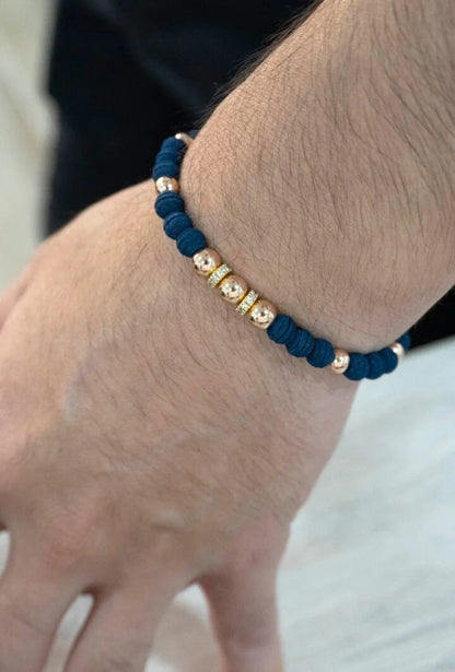 Brazalete Azul Balín Oro Laminado 18k