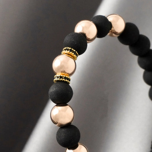 Brazalete Negro Balín Oro Laminado 18k